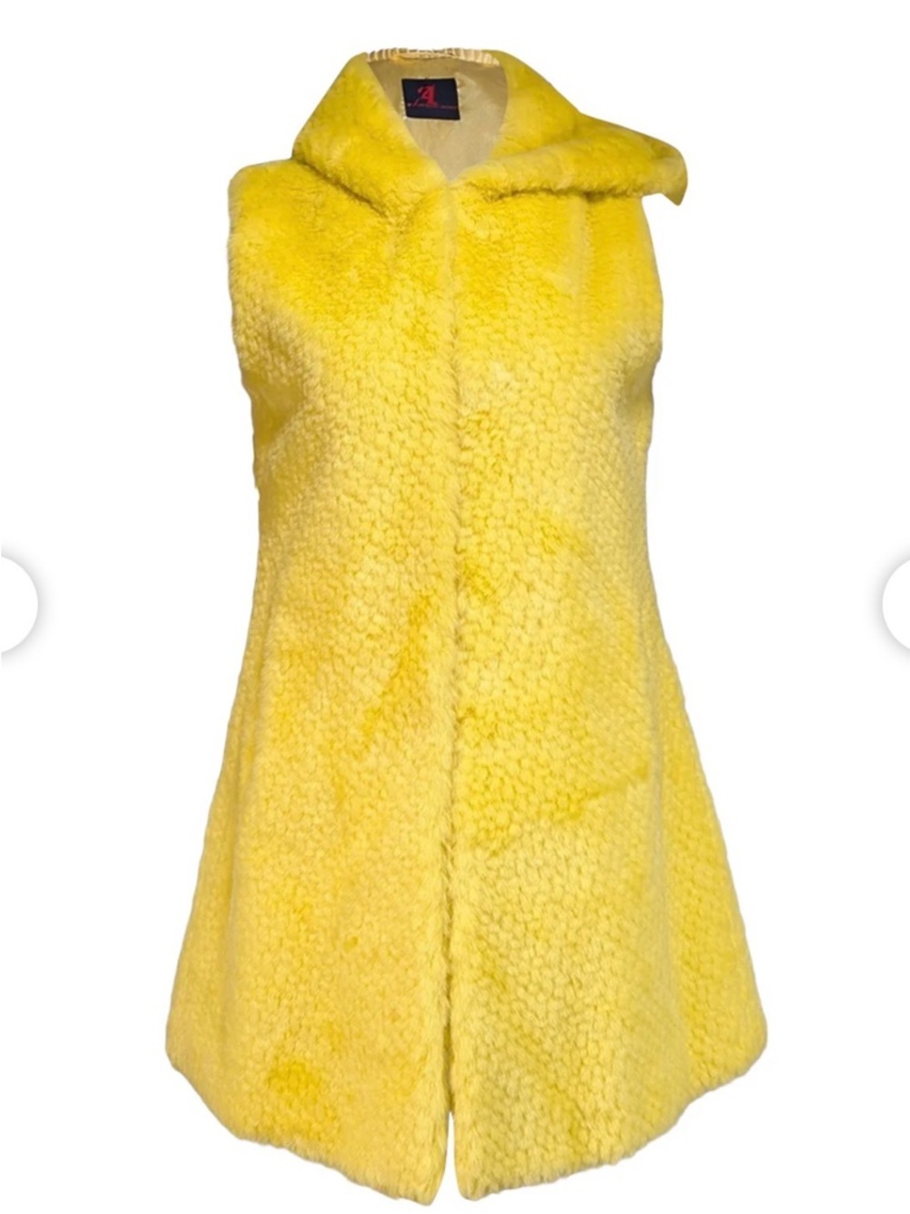 Adrienne Landau Bold Yellow Faux Fur Vest Sz S - Picture 4 of 14